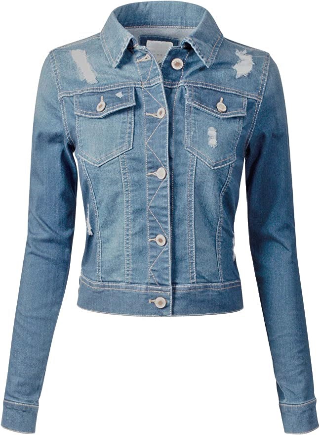 Khoác jeans Cropped denim jacket W/x Jeans dành cho Nữ. Chất jeans mềm, co giãn thoải mái. Wax jean nhạt, k nón