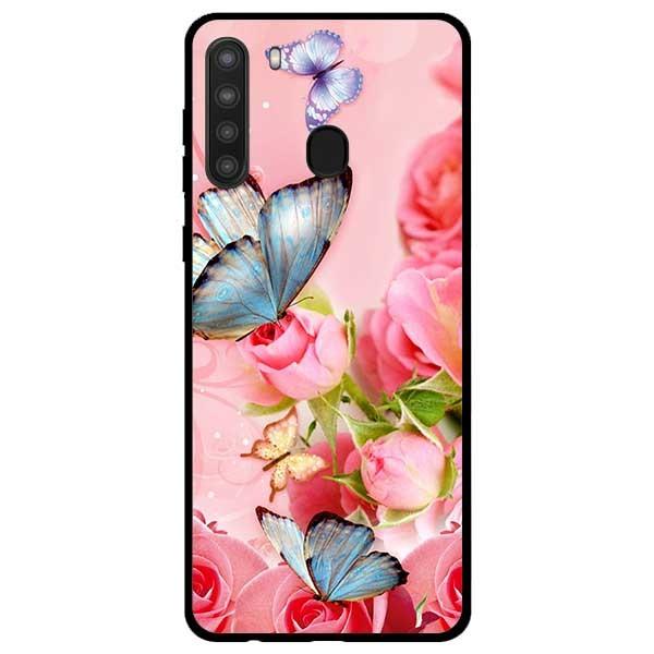 Ốp lưng dành cho Samsung A21 - A21s - A31 mẫu Bướm Xanh Và Hoa Hồng