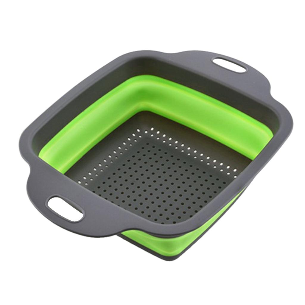 Kitchen Collapsible Colander Food-Grade Silicone Strainer Folding Strainer Green