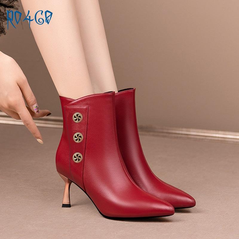 Boots thời trang nữ gót nhọn, da lì ROSATA RO460 - 7p - HÀNG VIỆT NAM - BKSTORE