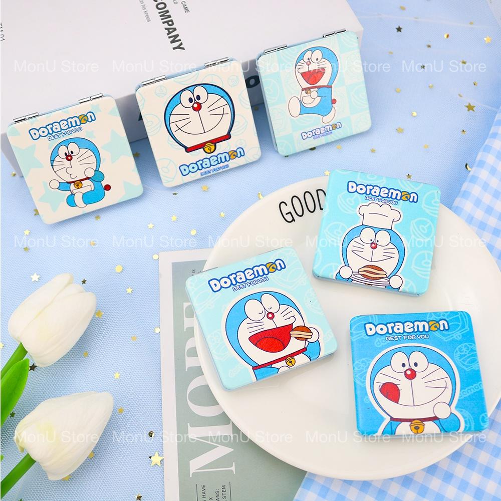 Gương mini 2 mặt bọc da sang trọng hình DORAEMON DOREMON bỏ túi dễ thương mẫu ngẫu nhiên MON0005