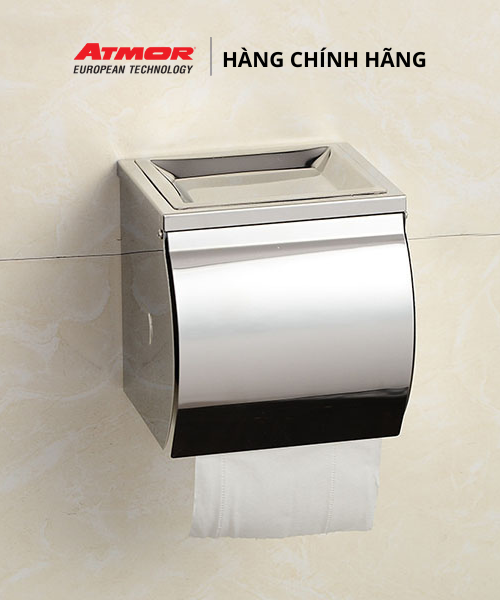 Hộp Đựng Giấy Vệ Sinh Inox Cao Cấp Gắn Tường Có Khay Để Điện Thoại ATMOR TD-8305A-D