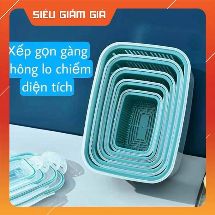 HỘP ĐỰNG ĐỒ BẢO QUẢN TỦ LẠNH - Bộ set 5 rổ hộp đựng đồ tủ lạnh đa năng thông minh cao cấp