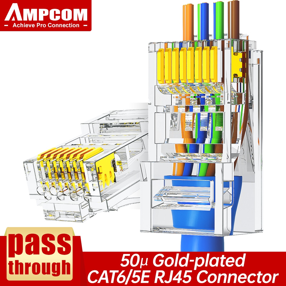 Hạt mạng xuyên thấu Cat5e, Cat6 UTP AMPCOM - Hàng chính hãng