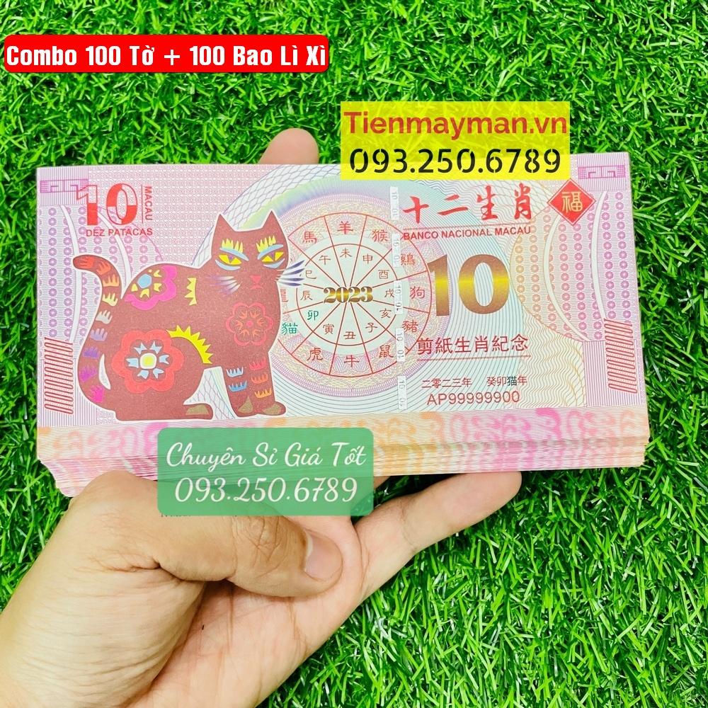 Combo 100 tờ tờ Macao 10 in hình con Mèo để lì xì tết -  lì xì Tết 2023