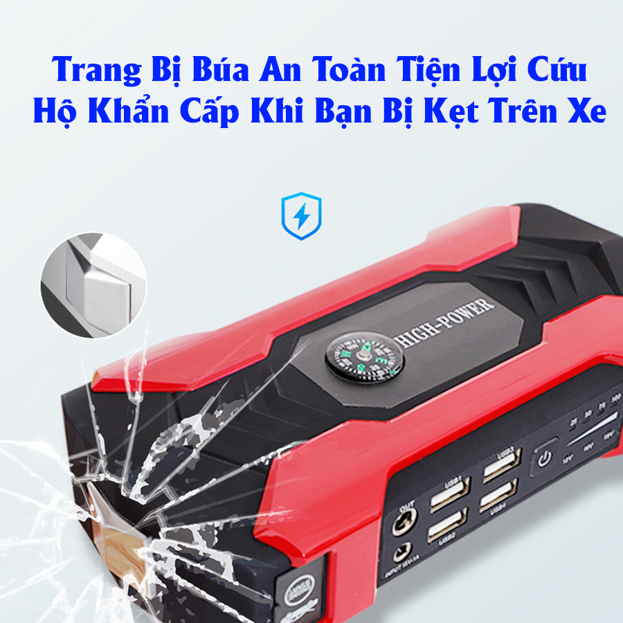 Bộ Kích Sạc Ắc Quy, Ắc Quy Ô Tô, Cứu Hộ Ô Tô STEEL MATE, Bộ Sạc Bình Ắc Quy 20.000mAh tích hợp sạc dự phòng, đèn LED cảnh báo, Búa Thoát Hiểm Ô tô, Tích Hợp La Bàn, Nhỏ Gọn, Tiện Lợi - Car50