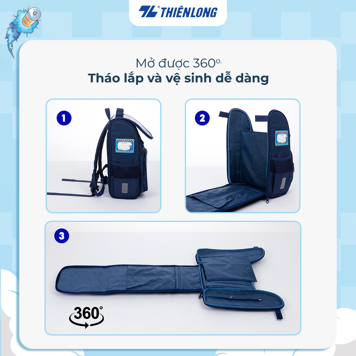 Cặp chống gù AkooLand Thiên Long BP-022 - Đệm mút dày dặn hơn