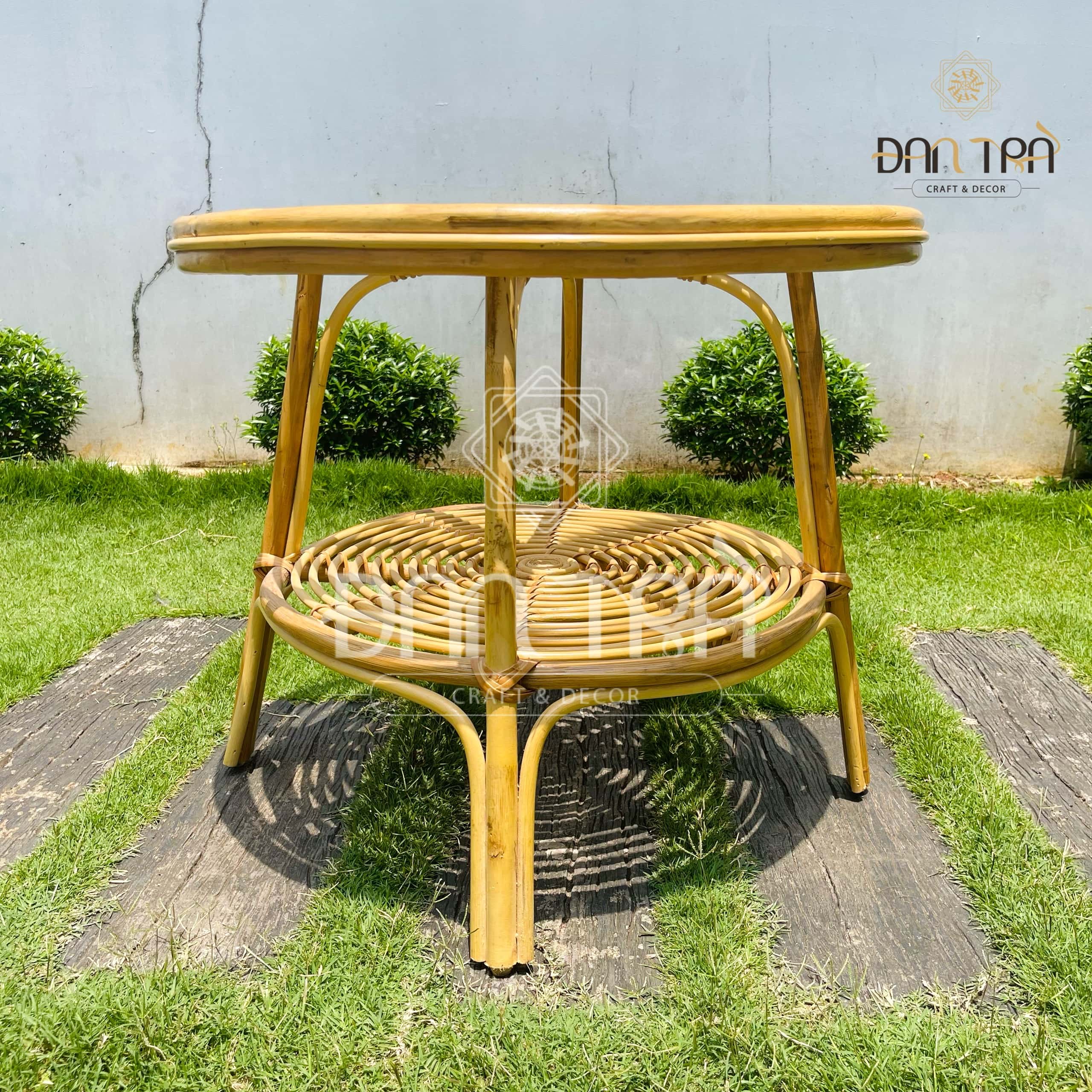 Bàn Mây Tròn Truyền Thống 2 Tầng, Bàn Trà Mây Đan, Bàn Caphe Mây, Xưởng Bàn Ghế Mây Tre ĐAN TRÀ