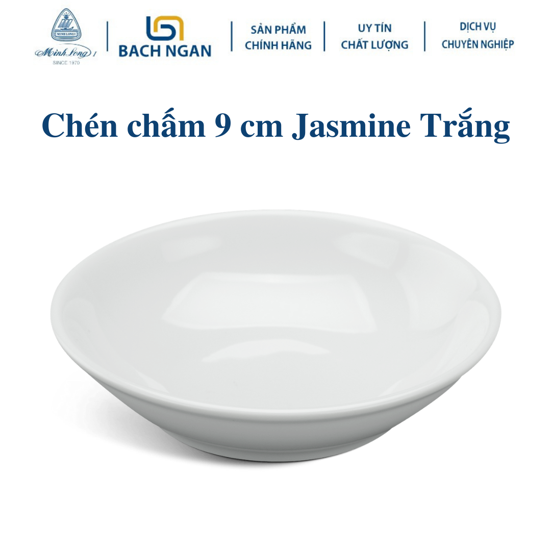 Bộ 5 Chén chấm Minh Long 9 cm - Jasmine - Trắng Bằng sứ, Hàng Đẹp, Cao Cấp, Dùng Trong Gia Đình, Đãi Khách, Tặng Quà Tân Gia