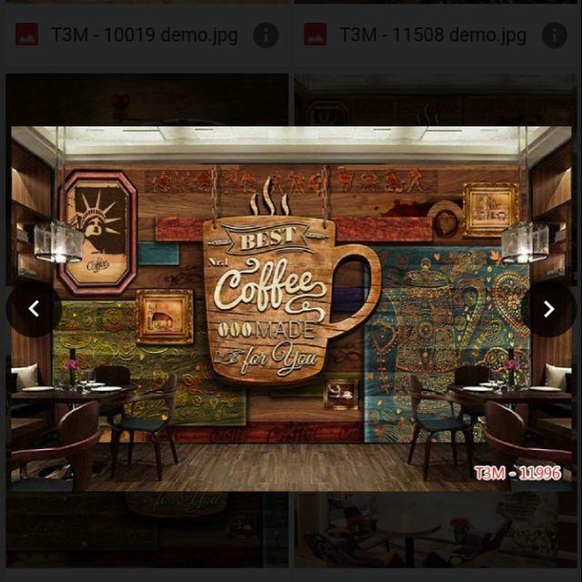 Tranh dán tường 3D trang trí quán cafe