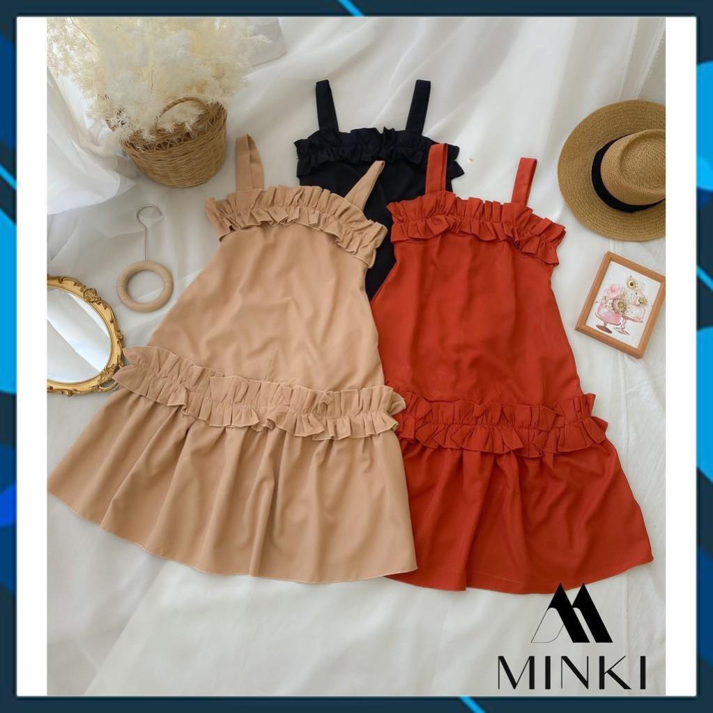VÁY DÂY BẢN TO CỔ VUÔNG - CHẤT KAKI COTTON CAO CẤP - MÀU CAM
