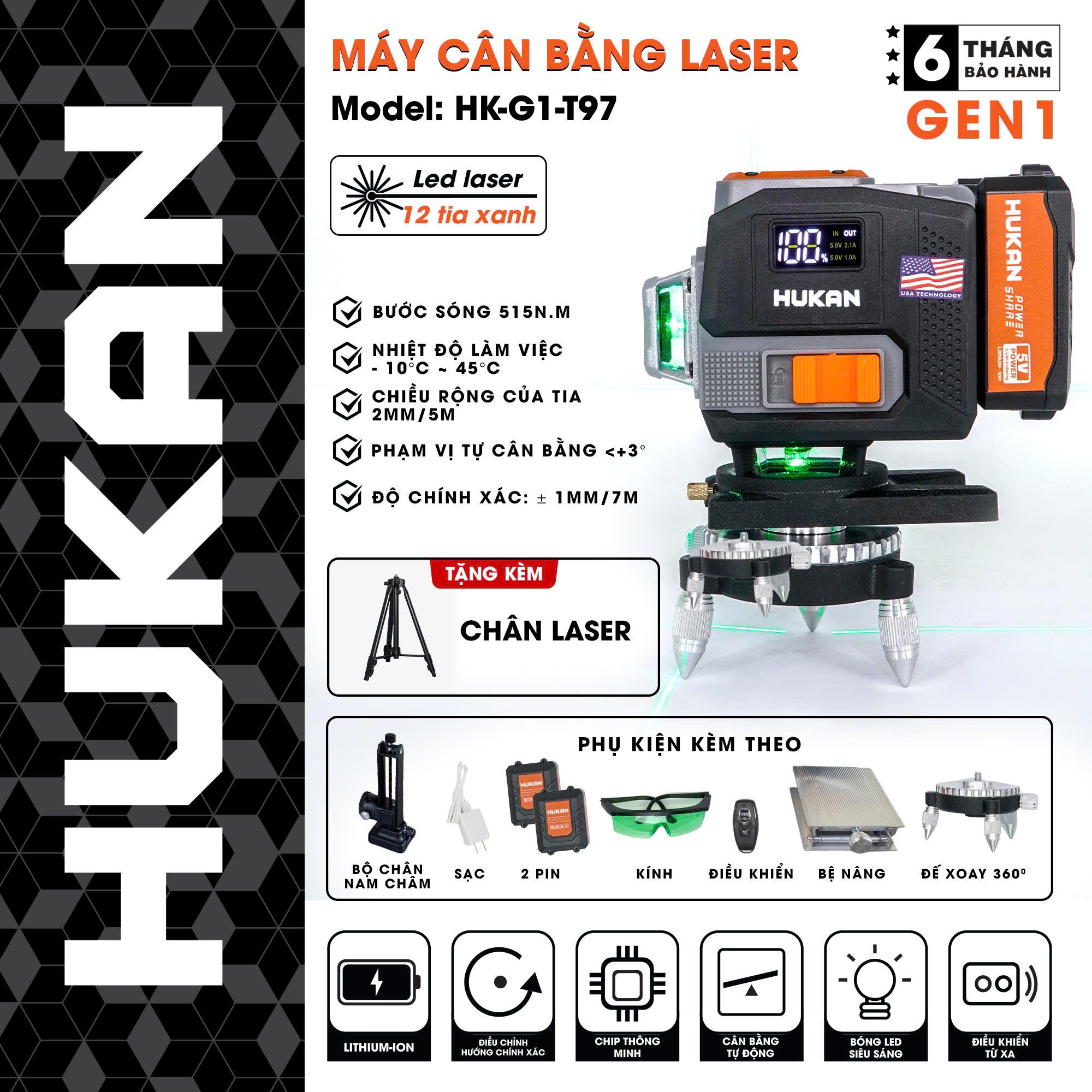 MÁY CÂN BẰNG LASER 1MM HK-G1-T97 HUKAN -HÀNG CHÍNH HÃNG