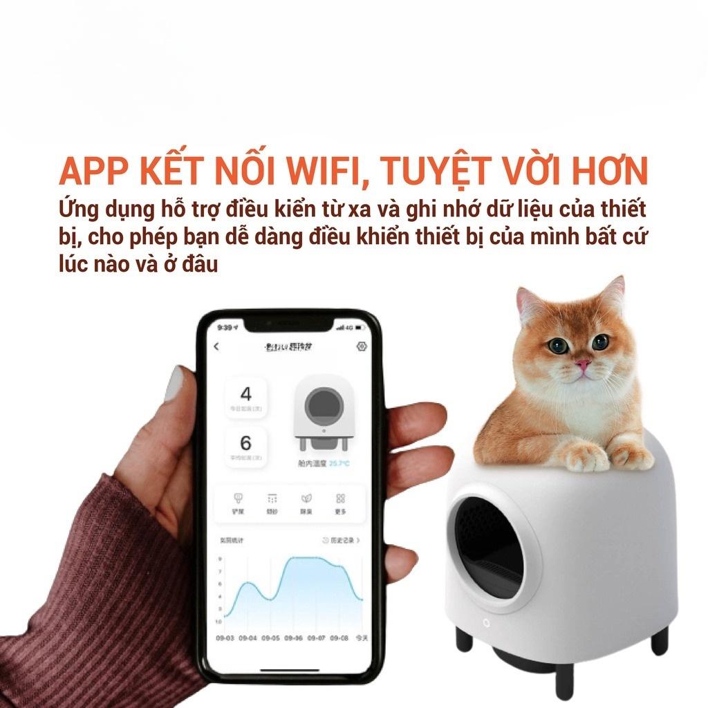 Nhà Vệ Sinh Thông Minh Minion Cho Mèo Dùng App, Lồng Dọn Phân Tự Động Cho Thú Cưng