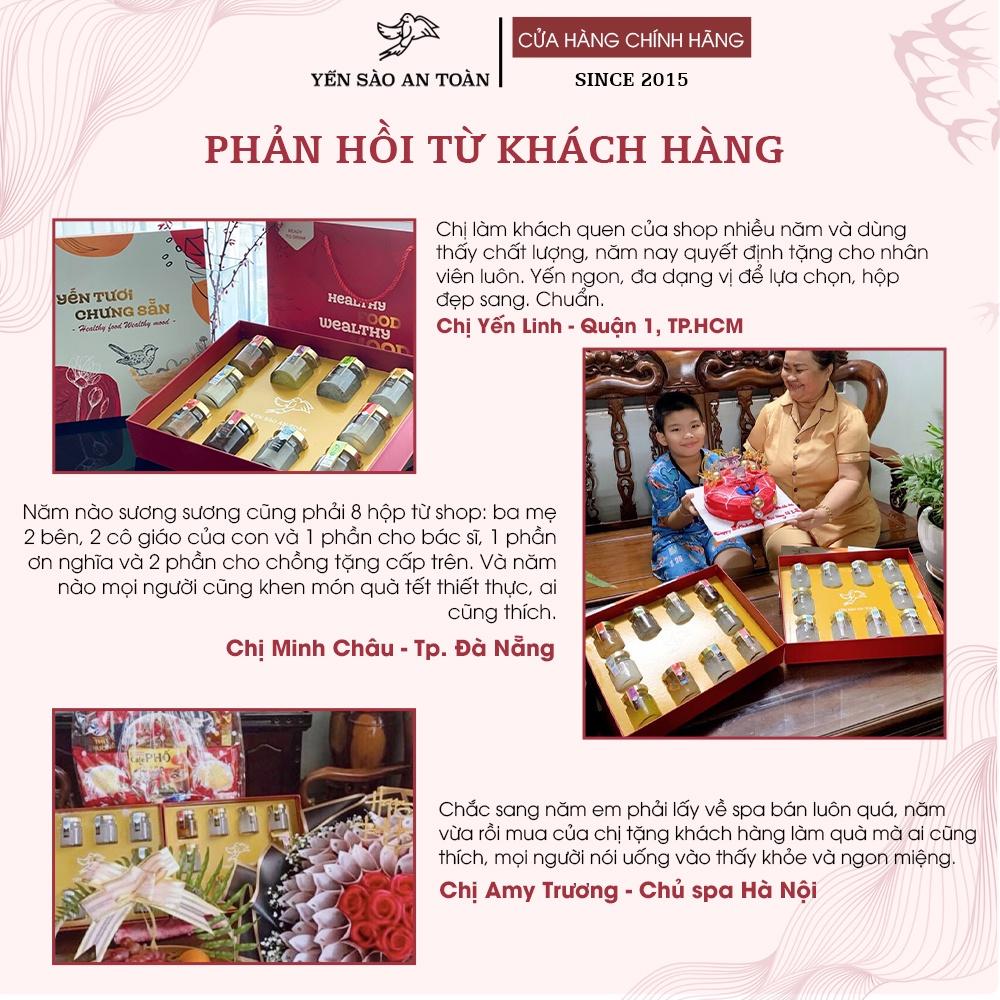 Yến chưng sẵn đầy đủ 6 vị phổ thông đậm đặc từ tổ yến tươi Khánh Hòa Yến Sào An Toàn Hộp quà 6 hũ 70ml