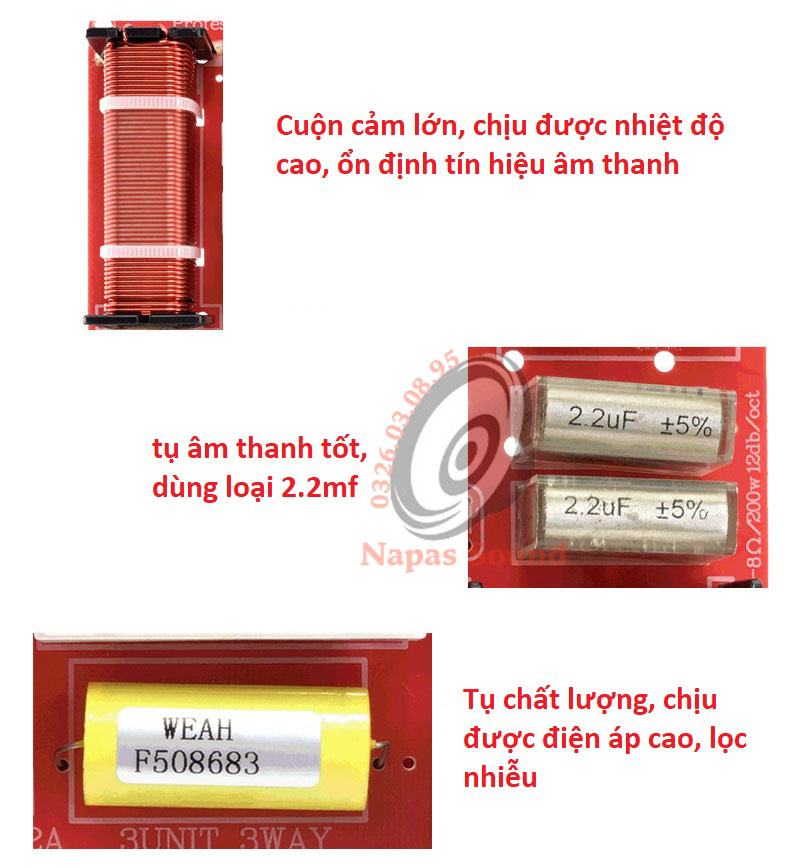 MẠCH PHÂN TẦN LOA 3 ĐƯỜNG TIẾNG WEAH 3502 - CÓ CHỈNH ÂM MID - MẠCH PHÂN TẦN 3 LOA