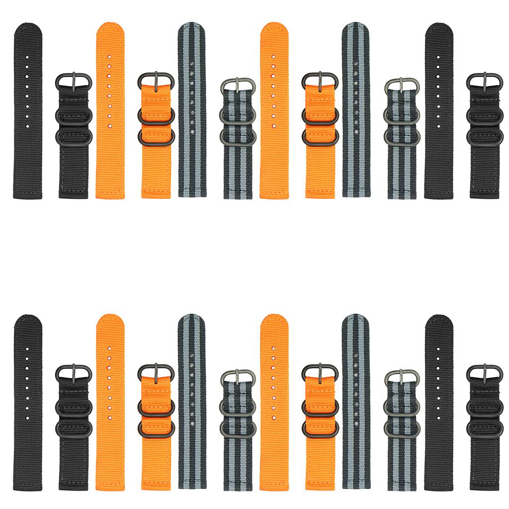 18,20,22,24mm Canvas Watch Strap Replacement Woven Fabric Watch Band with Three Steel Buckle