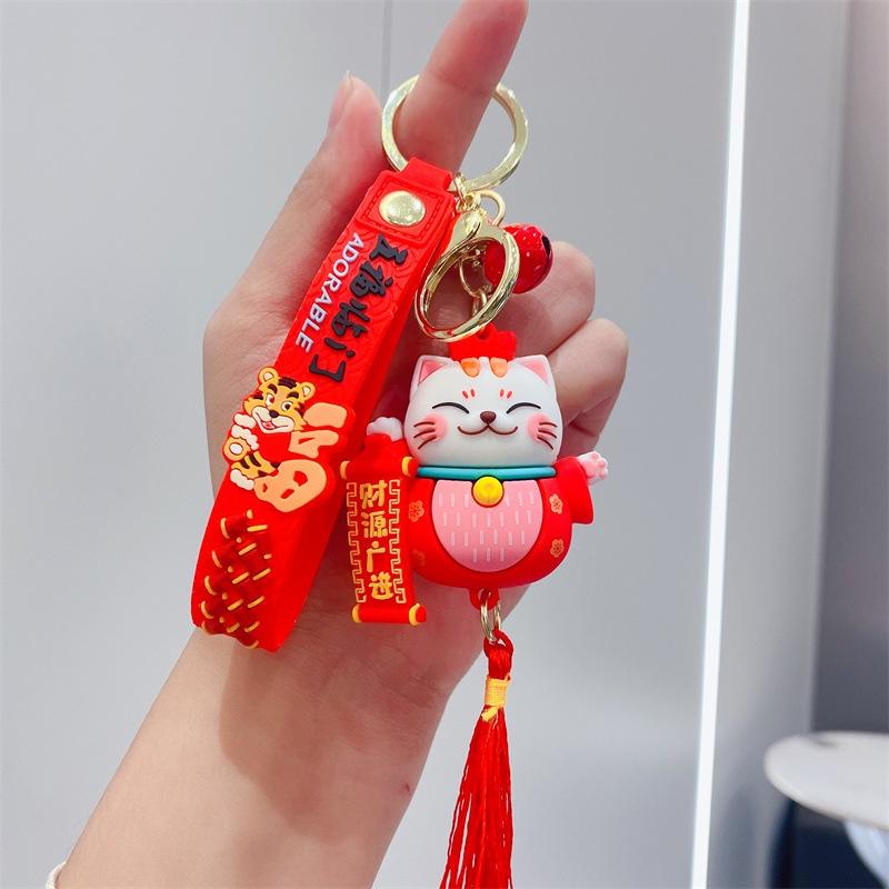Móc khóa mèo thần tài may mắn có chuông cao cấp đẹp cute hình thú dễ thương phụ kiện túi xách MK7 - Rockcow