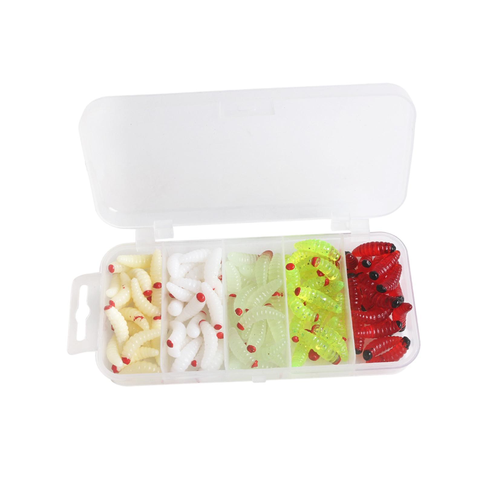 100 Pieces Fishing Lures Baits Soft Fishing Lures for Freshwater Portable for Bass Trout Professional Jig Fishing Gear Simulation Worm Grub