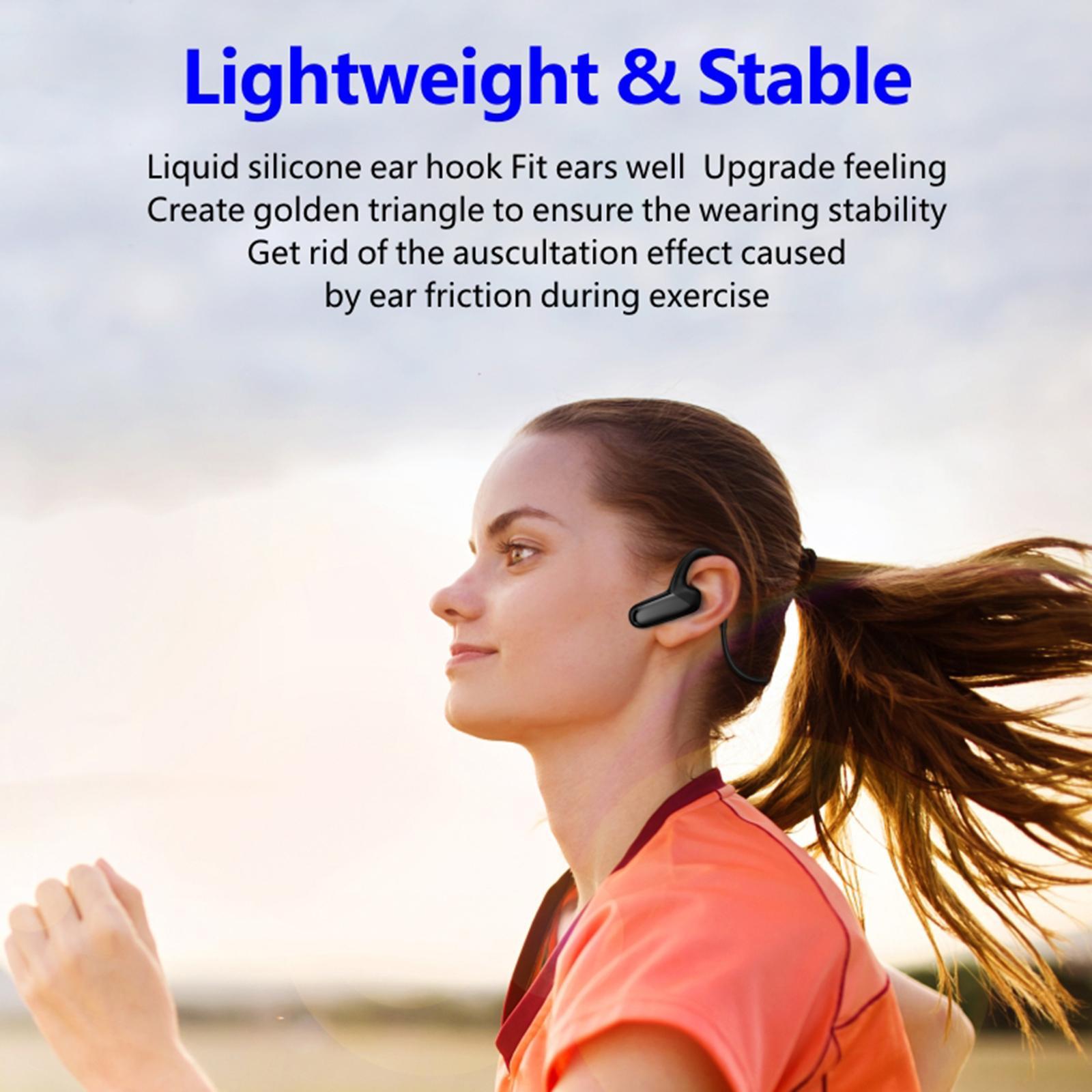 Bone Conduction Headphones Bluetooth Open Ear Sports Headset, Sweat Resistant Professional