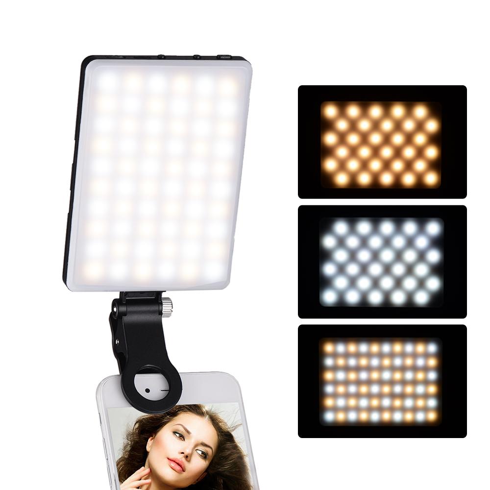 Đèn LED 3200K / 5600K  Mini Clip-on Nhiệt độ hai màu có thể thay đổi độ sáng Pin sạc tích hợp cho iPhone