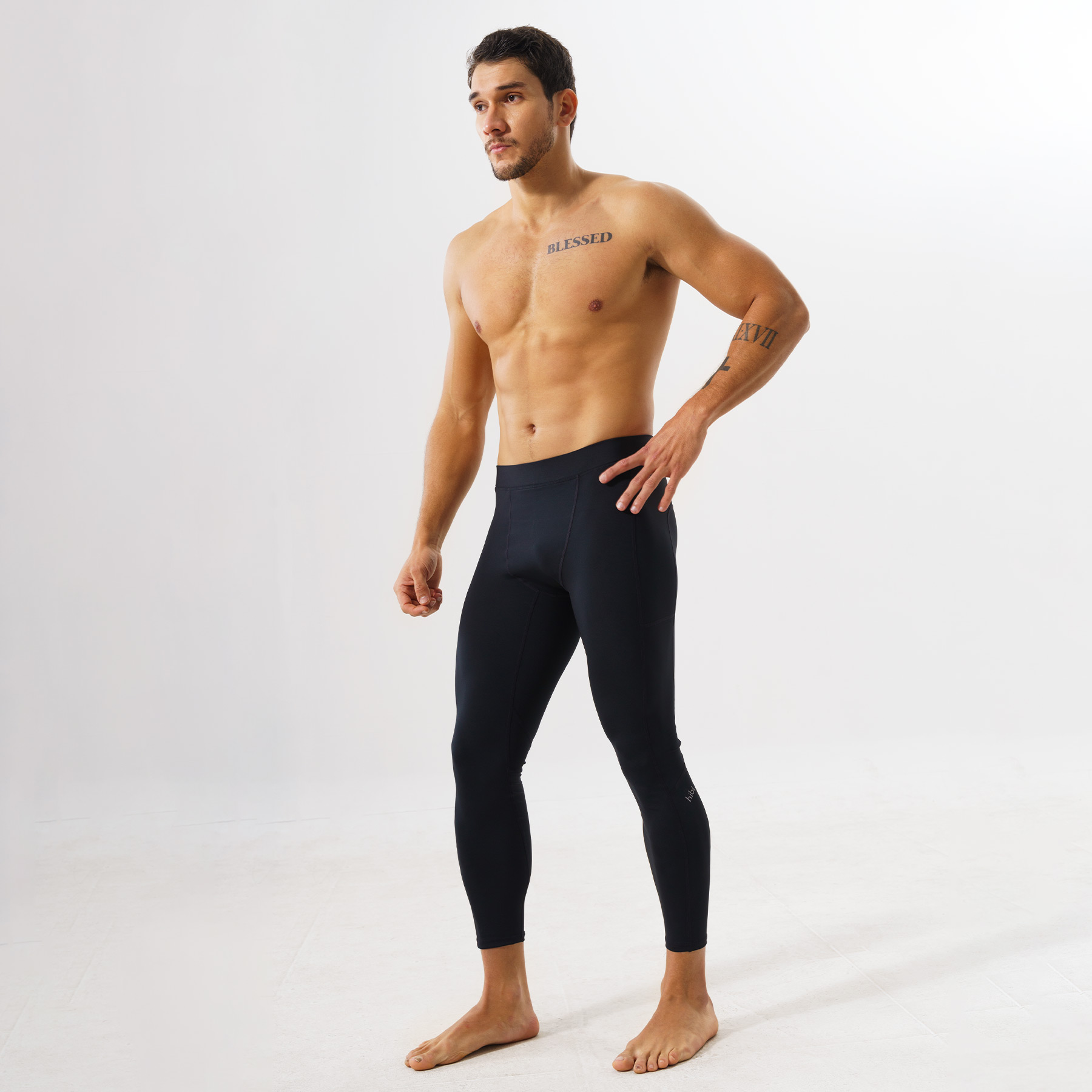 Quần leggings tập gym cho nam Hibi Sports M106 - Loại dài có 1 túi hông