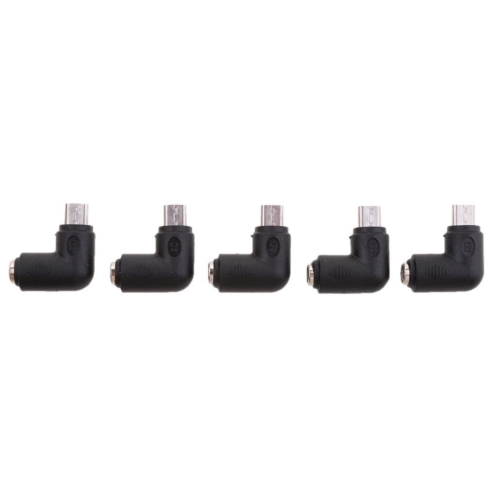 5x DC 5.5x2.1mm Female Socket to Micro USB Male Adapter Connector 90 Degree