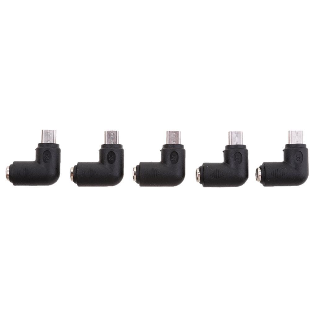 5x .5x2.1mm Female Socket to Micro USB Male Adapter Connector 90 Degree