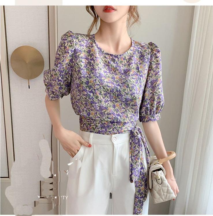 ÁO HOA CROPTOP THẮT NƠ EO XINH XẮN