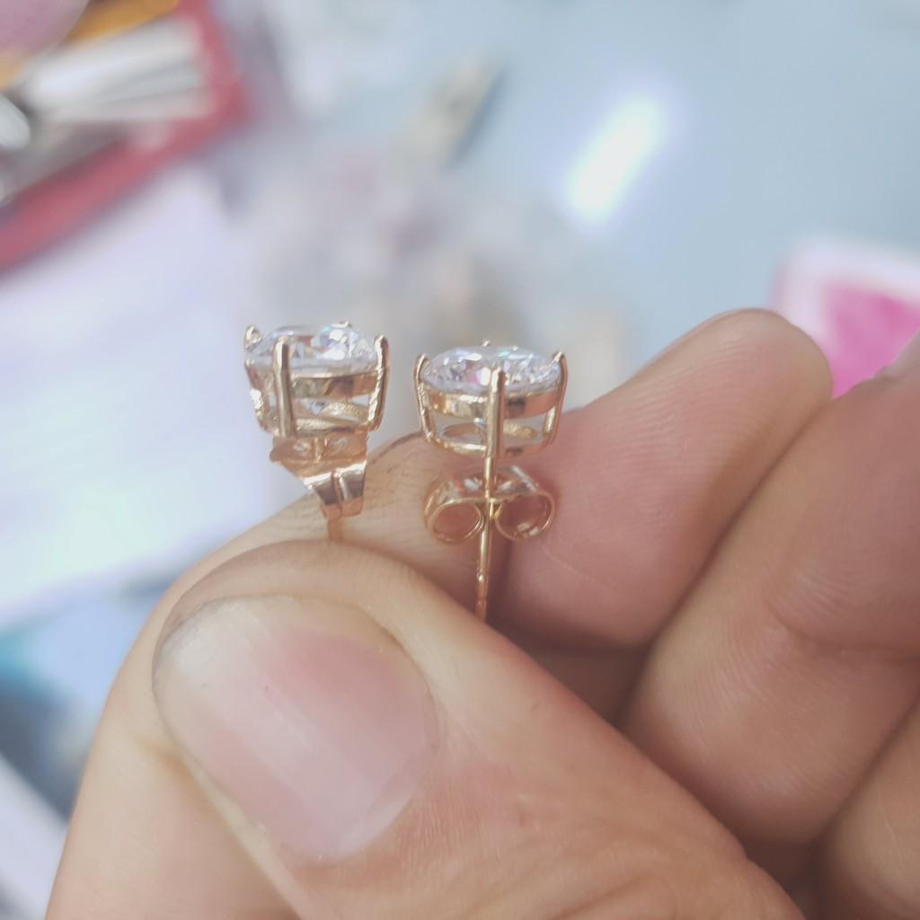 Bông Tai Đính Đá Đơn Giản Pha Vonfram Cao Cấp- Dùng tắm rửa thoải mái không phai