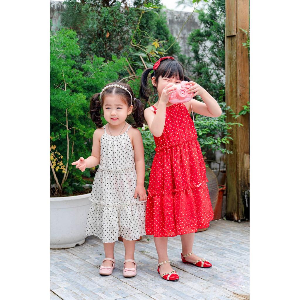 Váy đầm Bé gái Maxi hai dây chấm bi đi biển