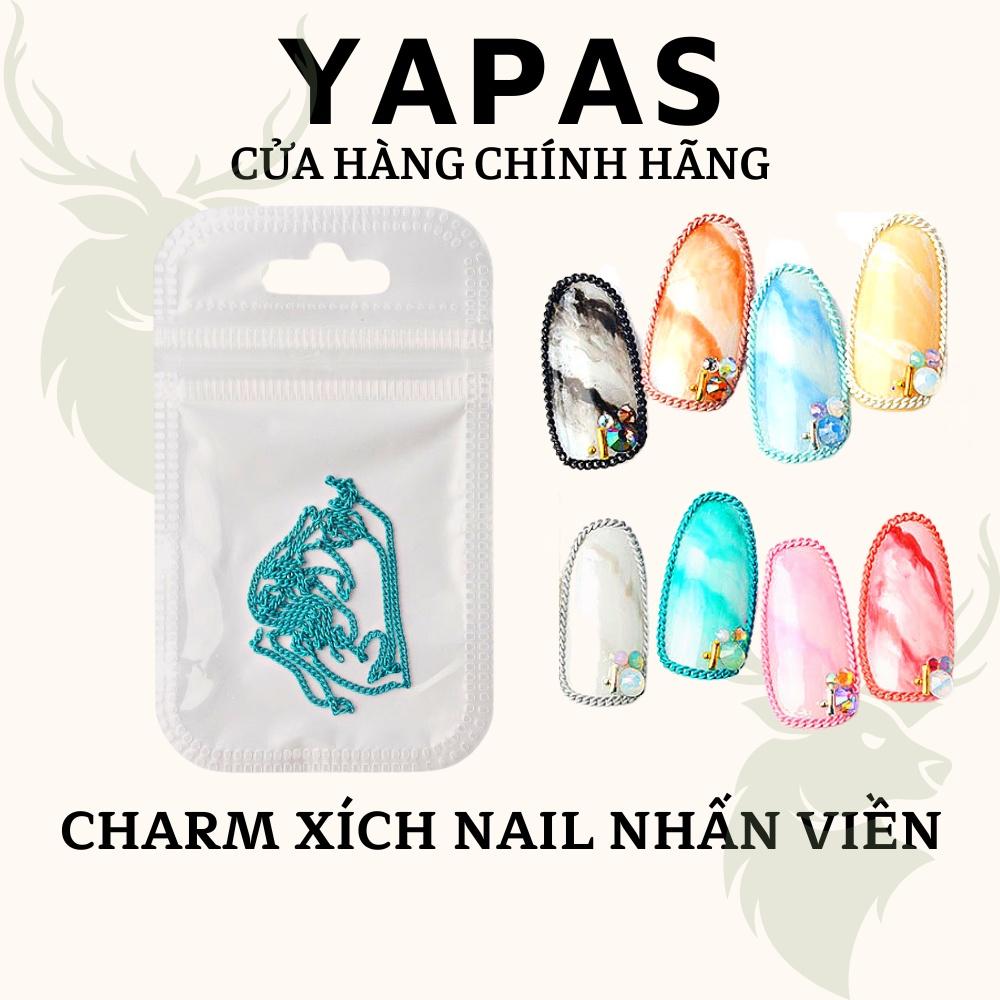 Charm xích bi nail Yapas dây dài 50cm nhấn viền móng , Charm đính gắn móng tay xích hạt cao cấp