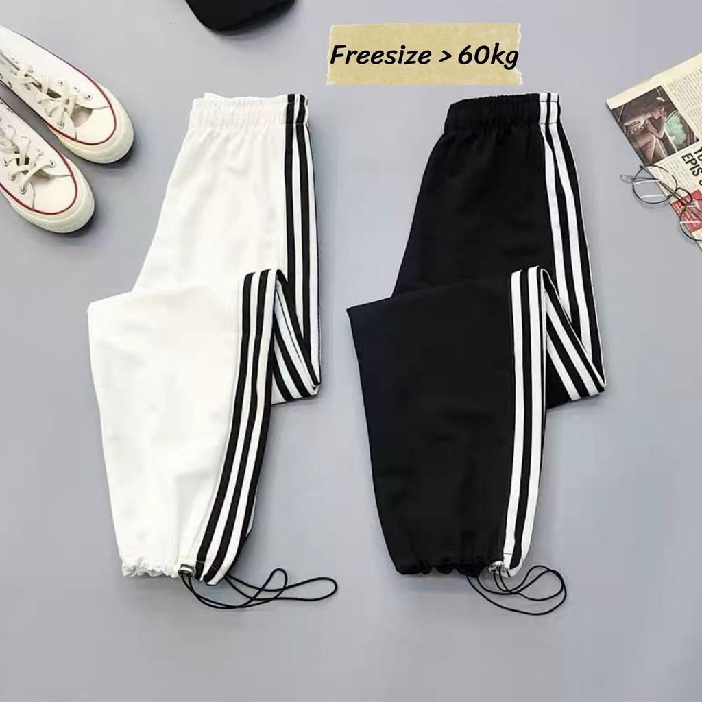 Quần Jogger Nam Nữ Form Dáng Rộng Ống Suông Rộng 3 Sọc Rút Gấu Unisex Thể Thao Vải Mịn THUNDERUNISEX Ullzang