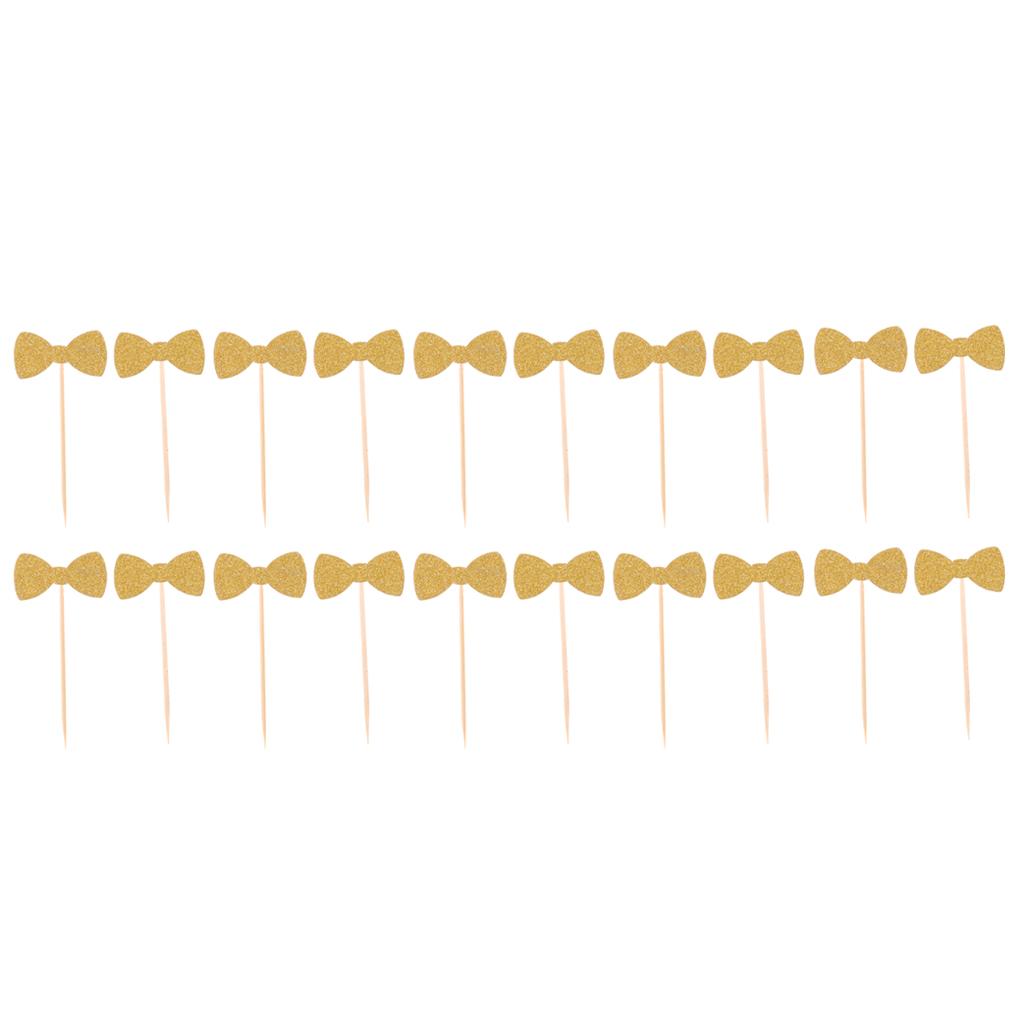 20 Pieces Glitter Paper Bowknot Cake Topper Birthday Party Cake Decor