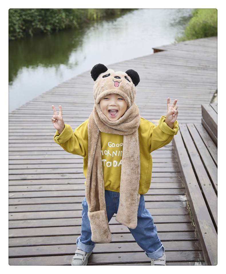 Mũ gấu xám vải nhung Cotton cho các bé trai và bé gái
