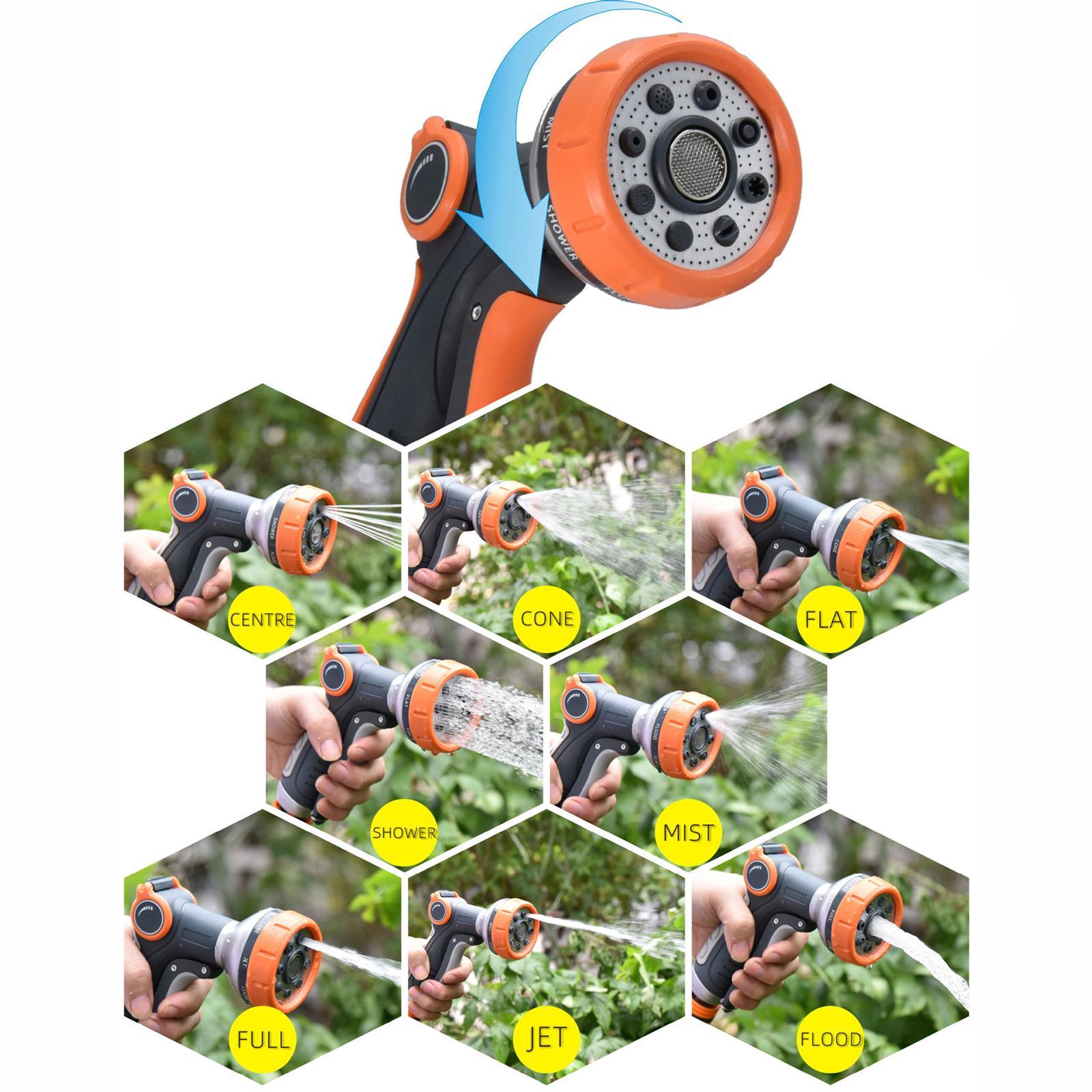 Garden Hose Nozzle Water Hose Nozzle with 8 Adjustable Spray Patterns - Heavy Duty Hand Sprayer for Watering Plants Cleaning Cars Showering Pets