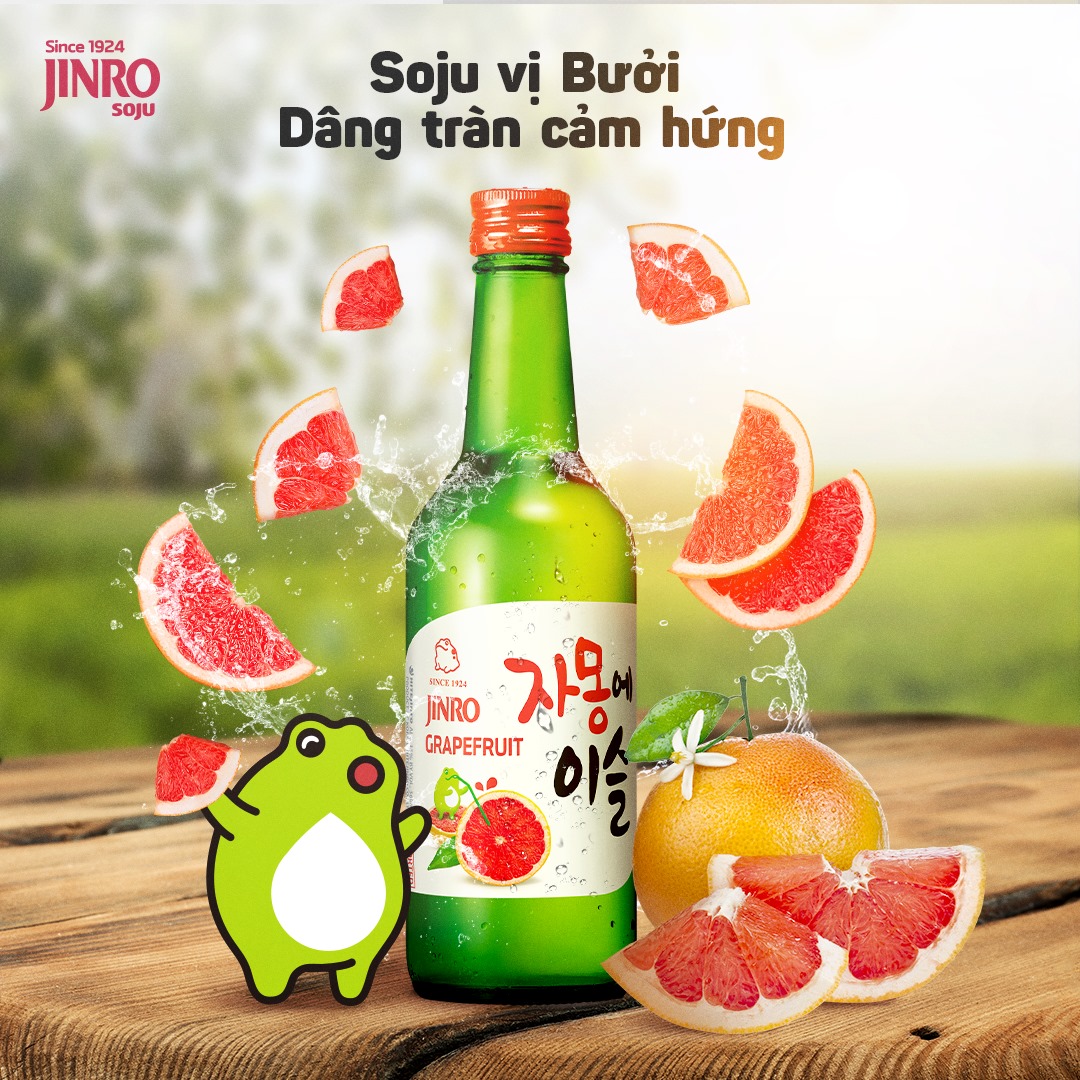 Soju Hàn Quốc JINRO VỊ BƯỞI 360ml - Combo 6 chai