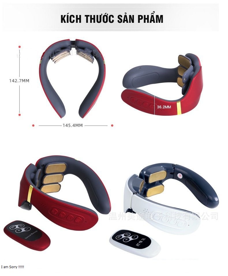 Massage Đốt Sống Cổ Vai Gáy Cải Tiến Với 6 Đầu Massage, 12 Mức Điều Chỉnh, Đa Chức Năng Xung Điện, Chườm Nóng
