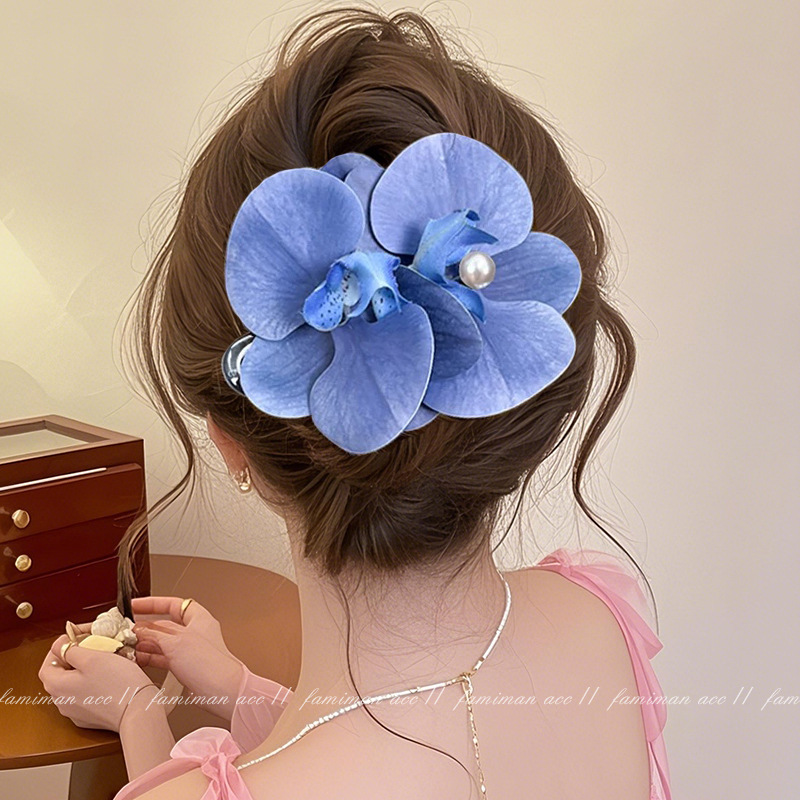 Kẹp nhựa hoa lan, kẹp tóc mỏ vịt nhựa hoa lan màu sắc, kẹp hoa xinh chụp ảnh đi biển