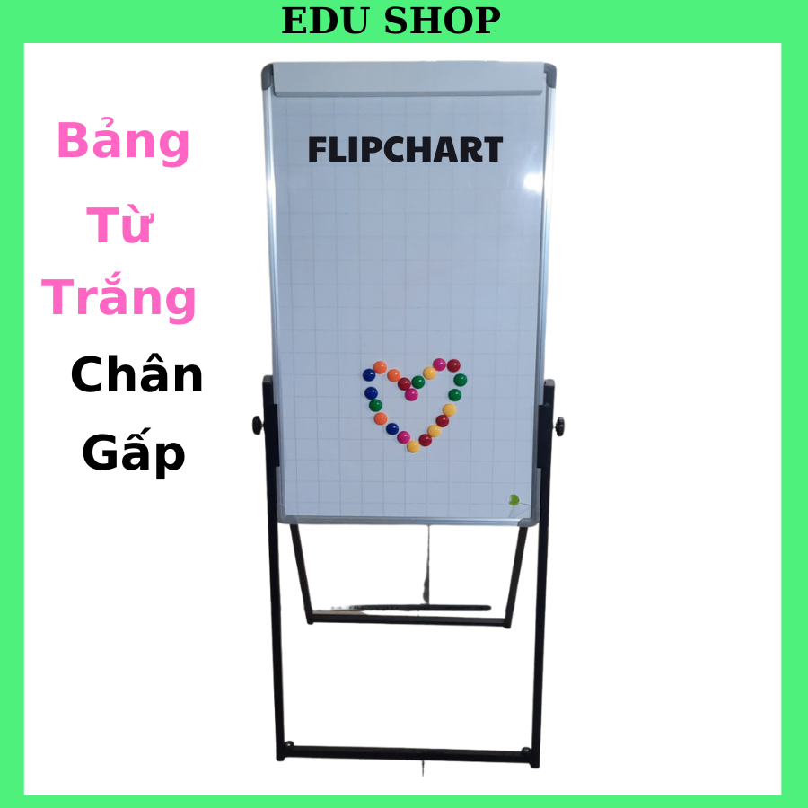 Bảng từ trắng viết bút, di động, chân gấp gọn, KT: 60x100cm