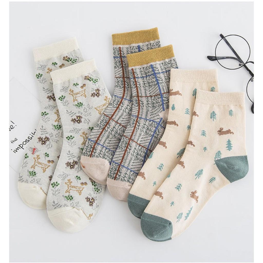 Set 3 đôi vớ tất nữ cotton thu đông ngọt ngào TN105