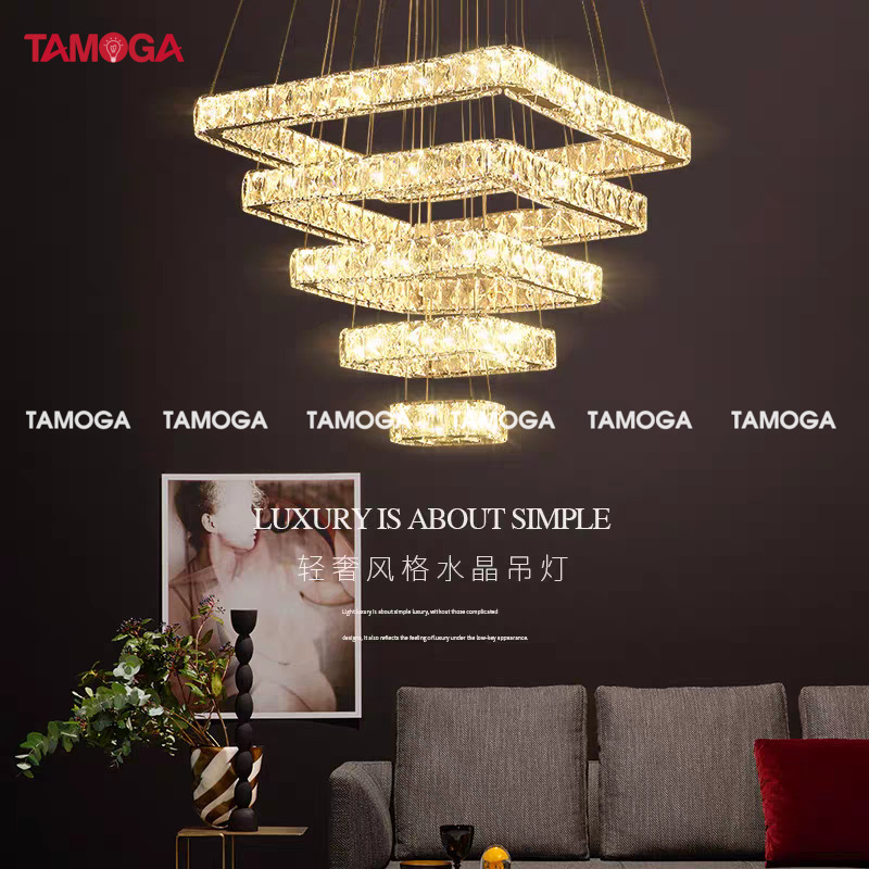 Đèn thả chùm 5 vòng pha lê TAMOGA EVAL 55606