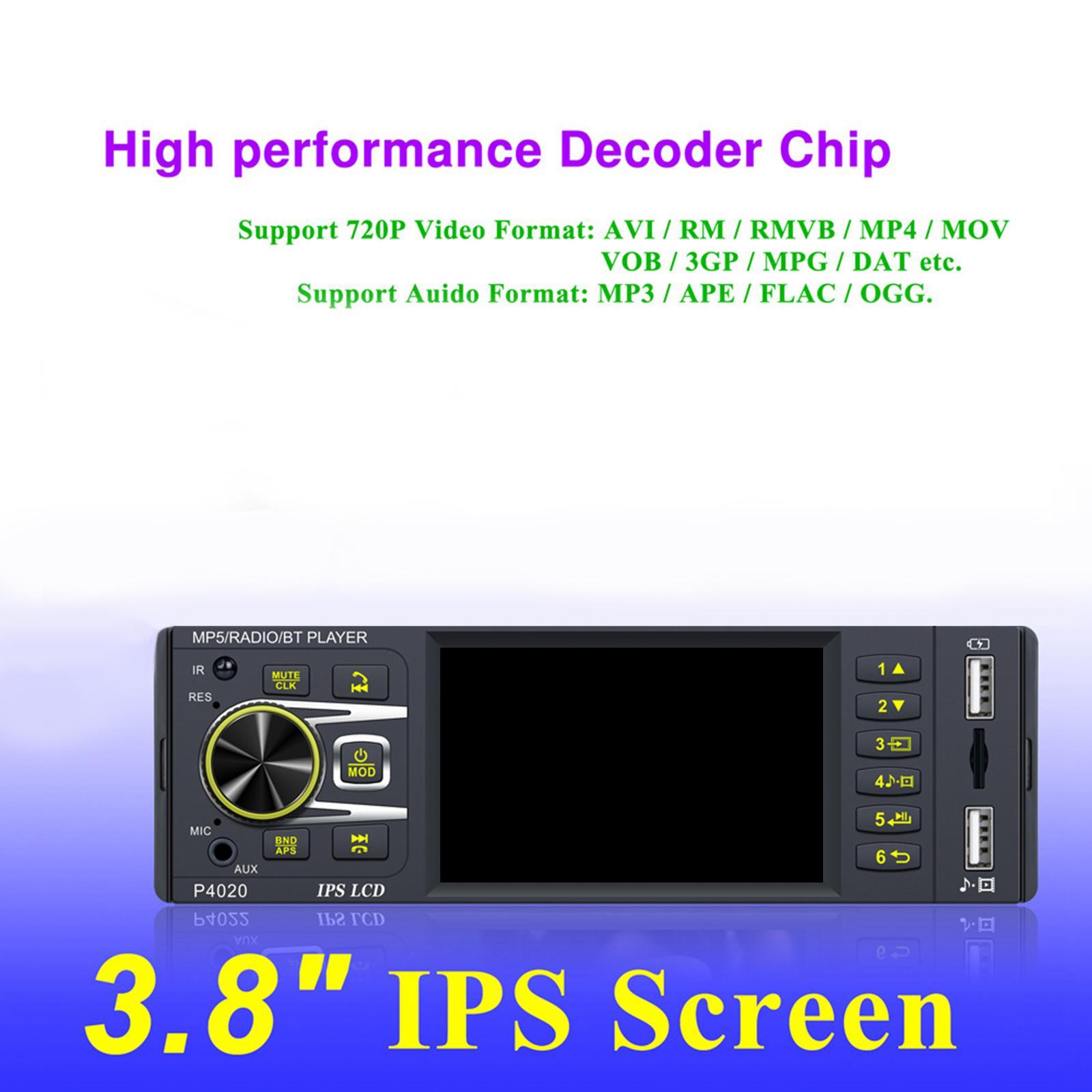 Bluetooth 1Din Car Radio Rear View Digital Player TF Card Quick Charge FM MP5 Player