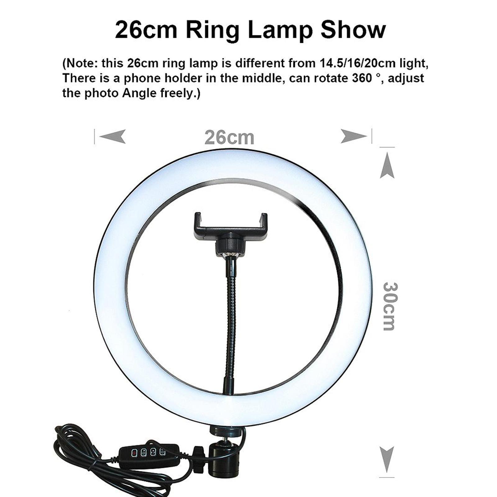 Đèn LED vòng 10in Đèn chụp ảnh Trang điểm có thể thay đổi độ sáng với ống kẹp điện thoại 10 mức Điều chỉnh độ sáng 3