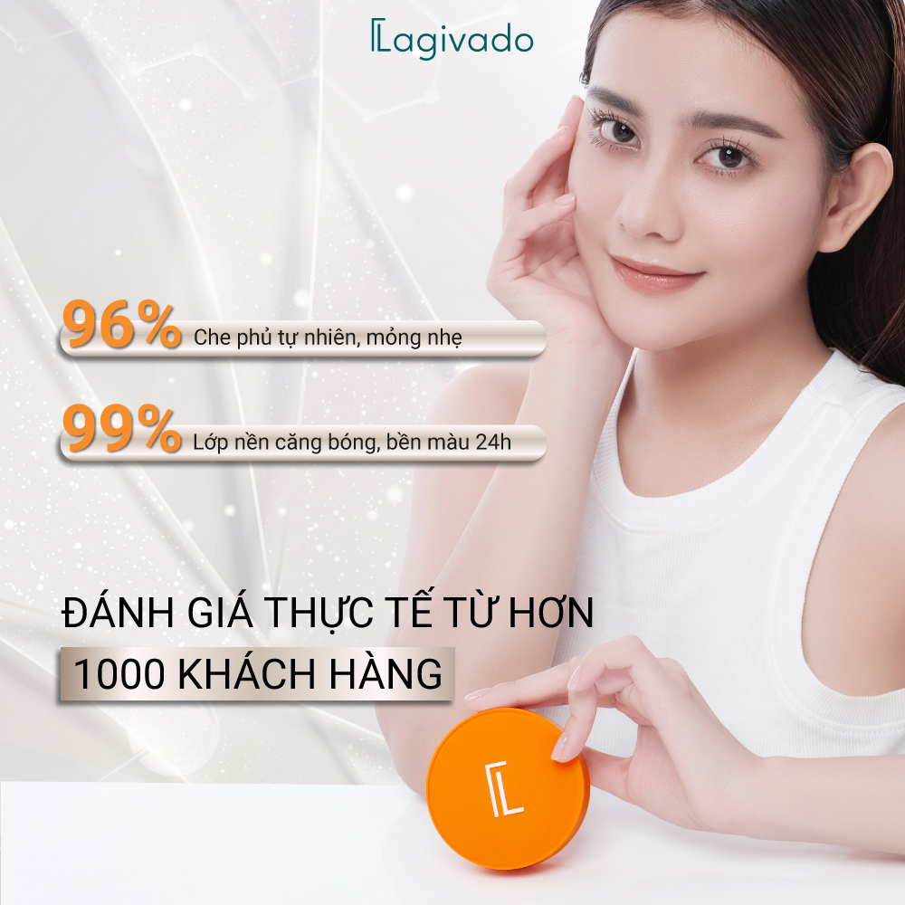 Phấn nước che khuyết điểm Lagivado kiềm dầu, che phủ hoàn hảo, chống nắng tối ưu Perfection Cushion –Tone trắng sáng ,15g