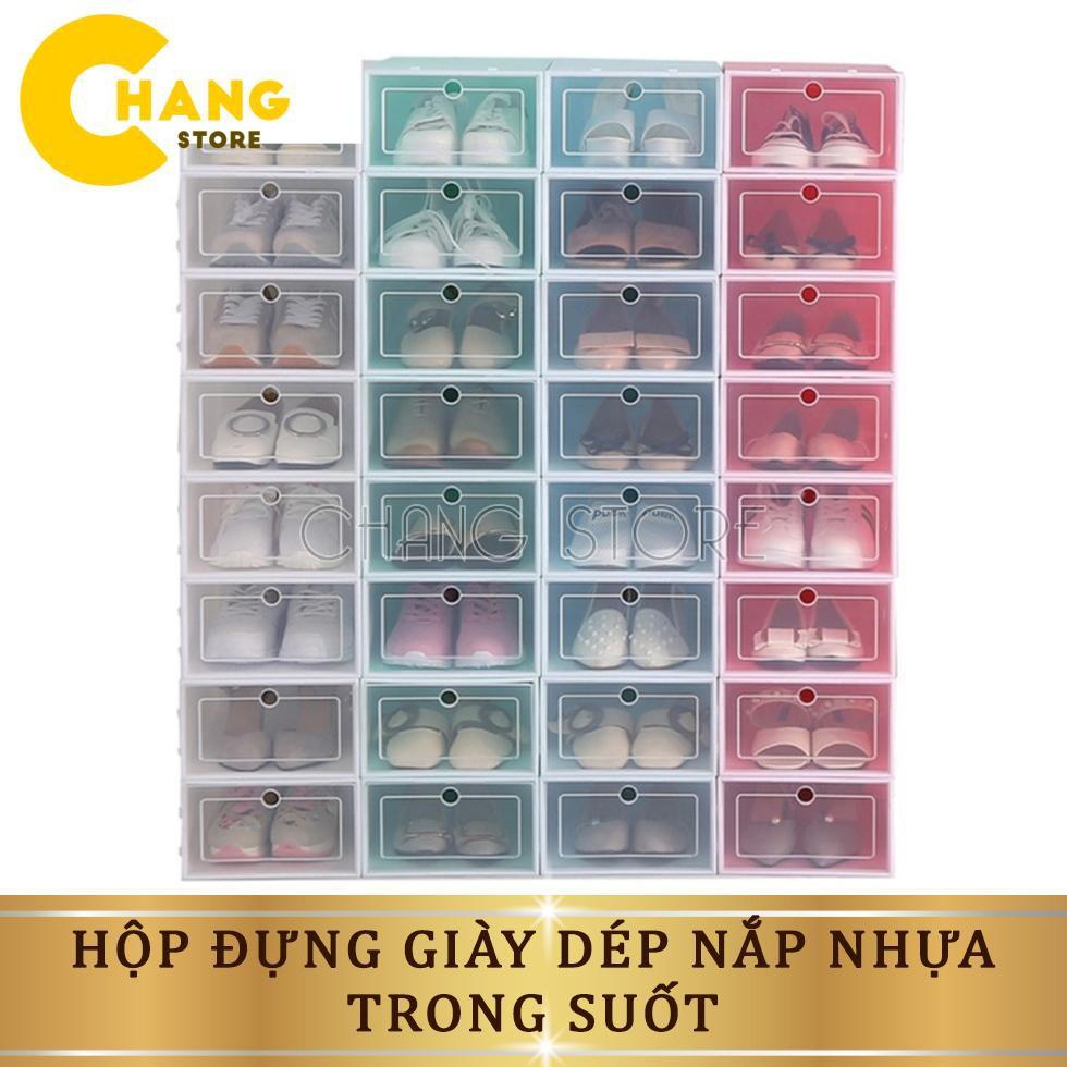 Combo 05 Hộp Đựng Giày Dép Nắp Nhựa Cứng Trong Suốt, Size lớn Chịu Lực Tốt Siêu Tiện Lợi