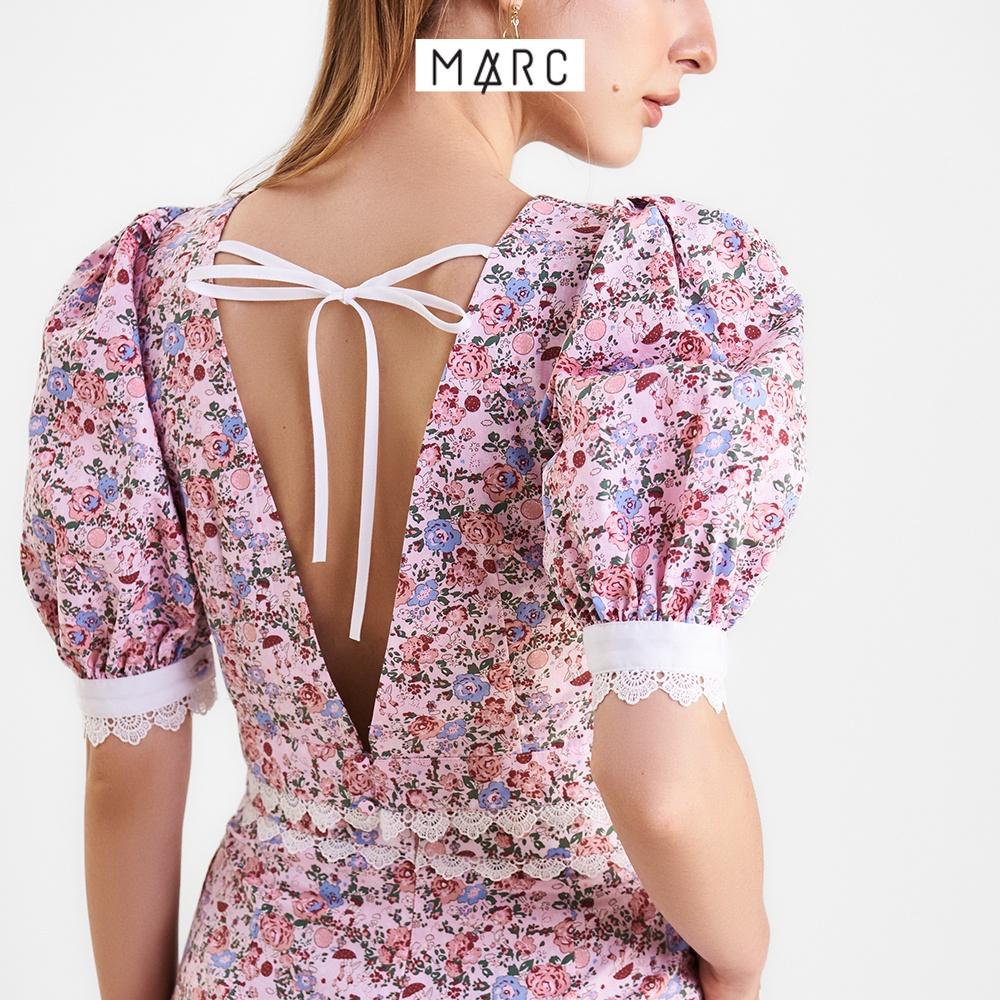 Áo kiểu nữ MARC FASHION cotton họa tiết viền ren cutout lưng FAVH0314