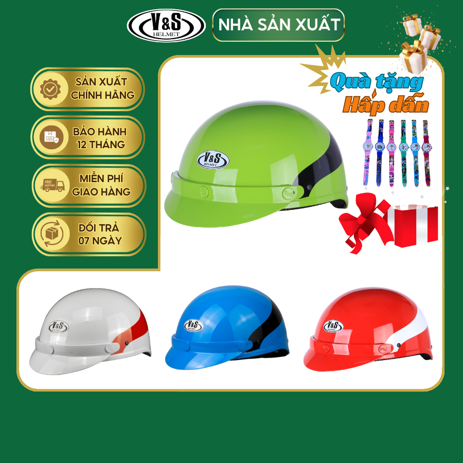 Mũ Bảo Hiểm 1/2 Đầu V&amp;S VS03LT - Hàng Chính Hãng Bảo Hành 12 Tháng - Sản Phẩm Thời Trang Và Cao Cấp