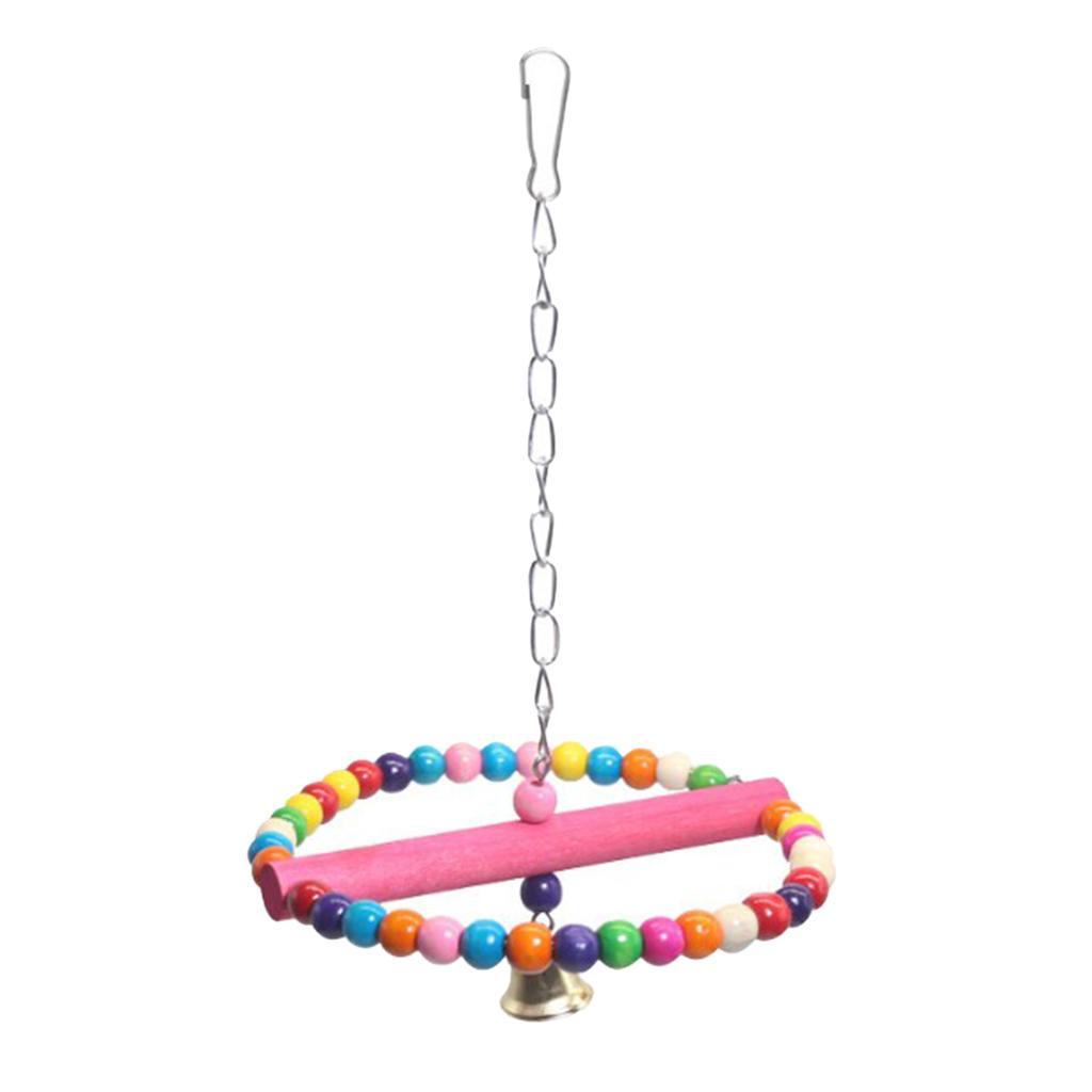 Colorful Wooden Pet Parrot Swing Parakeet Perches Hanging Chewing Climbing Toys