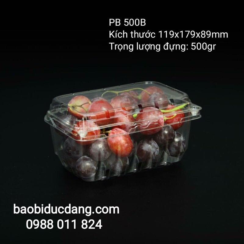 10 hộp đựng 250gr - 350gr - 500gr- 1kg - 1,5kg hoa quả ( có lỗ thoát khí và nút gài)