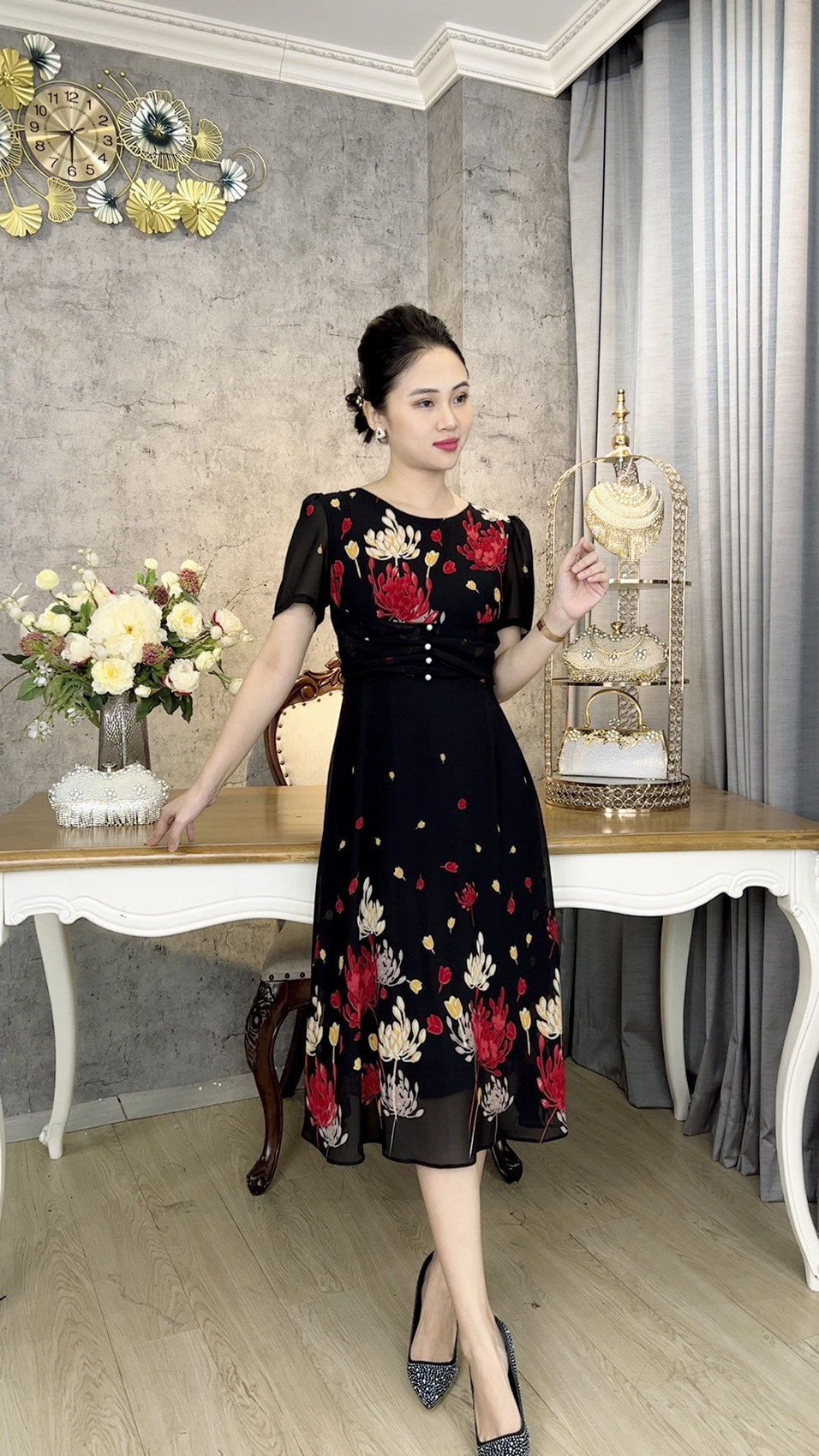 Đầm Trung Niên [ Linh Trà ] (TM 1248) Trẻ Trung Thiết Kế Trang Nhã Thanh Lịch Bigsize Đi Làm Đi Tiệc Cho Bà Cho Mẹ U50